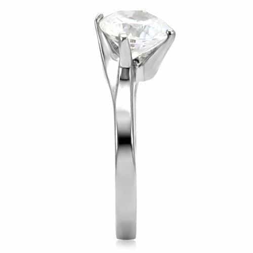 Stainless Steel CZ Round Oversized Solitaire Ring view 10