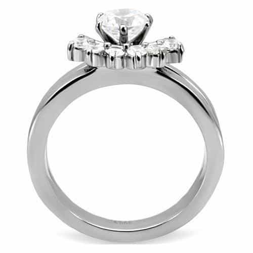 Stainless Steel CZ Bridal Set Guard Ring | The Stainless Jewelry view 4