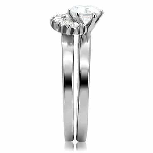 Stainless Steel CZ Bridal Set Guard Ring | The Stainless Jewelry view 5