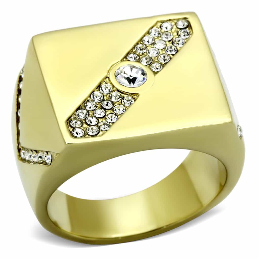 Stainless Steel Diagonal Stripe Ring | The Stainless Jewelry view 1