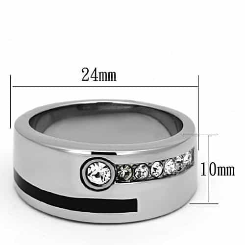 Stainless Steel CZ Bezel Channel Band Ring view 6