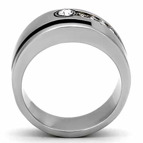 Stainless Steel CZ Bezel Channel Band Ring view 3
