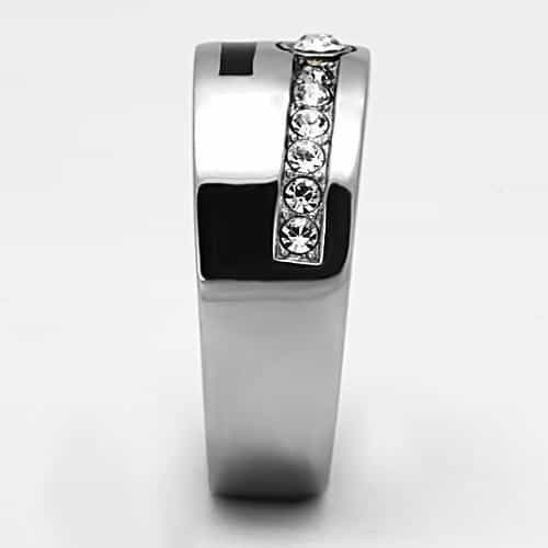 Stainless Steel CZ Bezel Channel Band Ring view 4