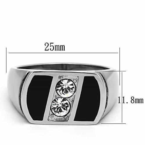 Stainless Steel Onyx Channel Stripe Ring | The Stainless Jewelry view 2
