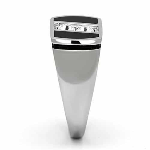 Stainless Steel Onyx Channel Stripe Ring | The Stainless Jewelry view 8