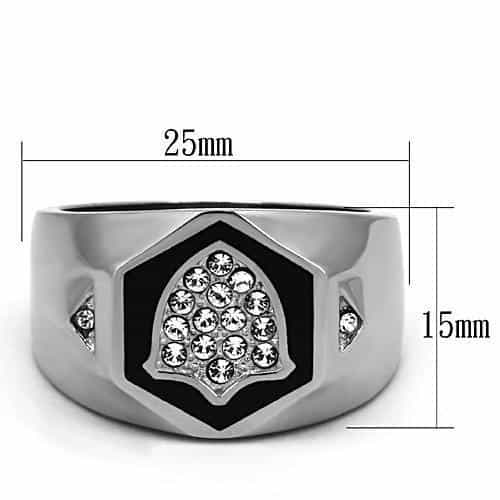 Stainless Steel Onyx Shield Signet Ring | The Stainless Jewelry view 6