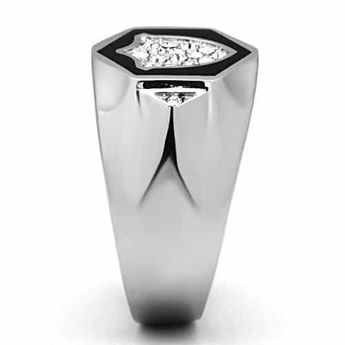 Stainless Steel Onyx Shield Signet Ring | The Stainless Jewelry view 8