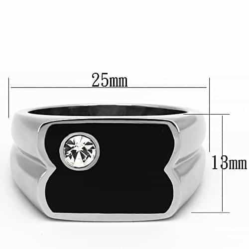 Stainless Steel Onyx CZ Weave Signet Ring | The Stainless Jewelry view 2