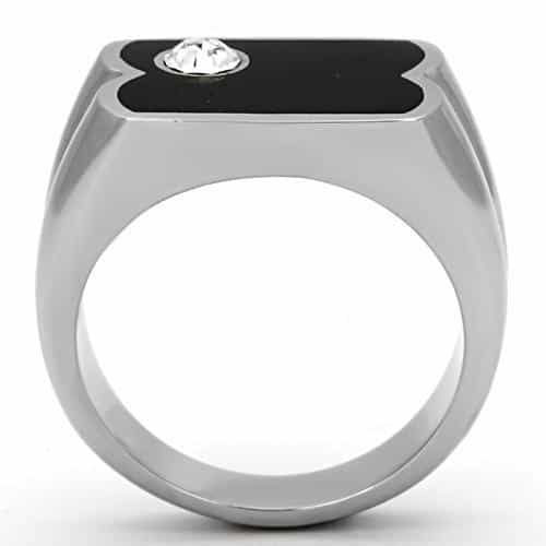 Stainless Steel Onyx CZ Weave Signet Ring | The Stainless Jewelry view 7