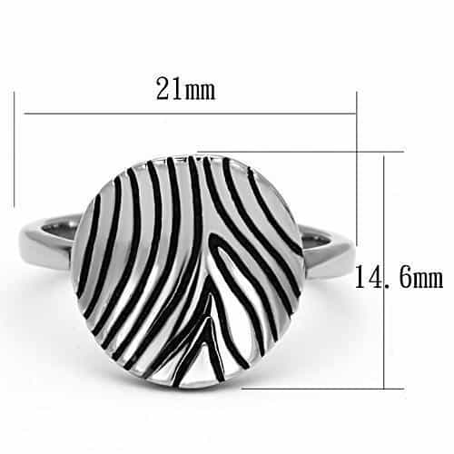 Stainless Steel Zebra Stripe Teardrop Dome Ring view 6