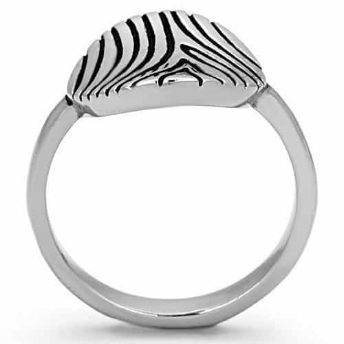 Stainless Steel Zebra Stripe Teardrop Dome Ring view 7