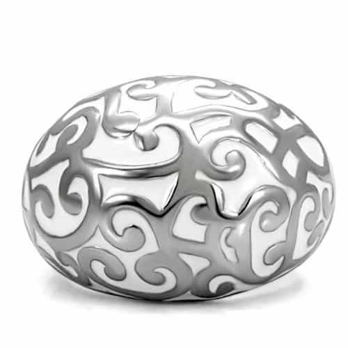 Stainless Steel Filigree Scroll Open Work Dome Ring view 8
