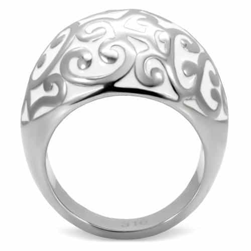 Stainless Steel Filigree Scroll Open Work Dome Ring view 9