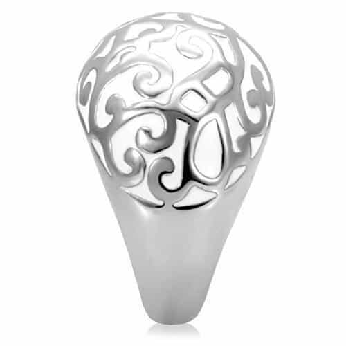 Stainless Steel Filigree Scroll Open Work Dome Ring view 10