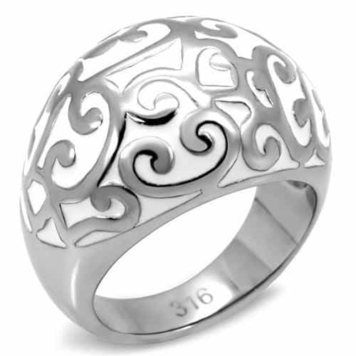 Stainless Steel Filigree Scroll Open Work Dome Ring view 6