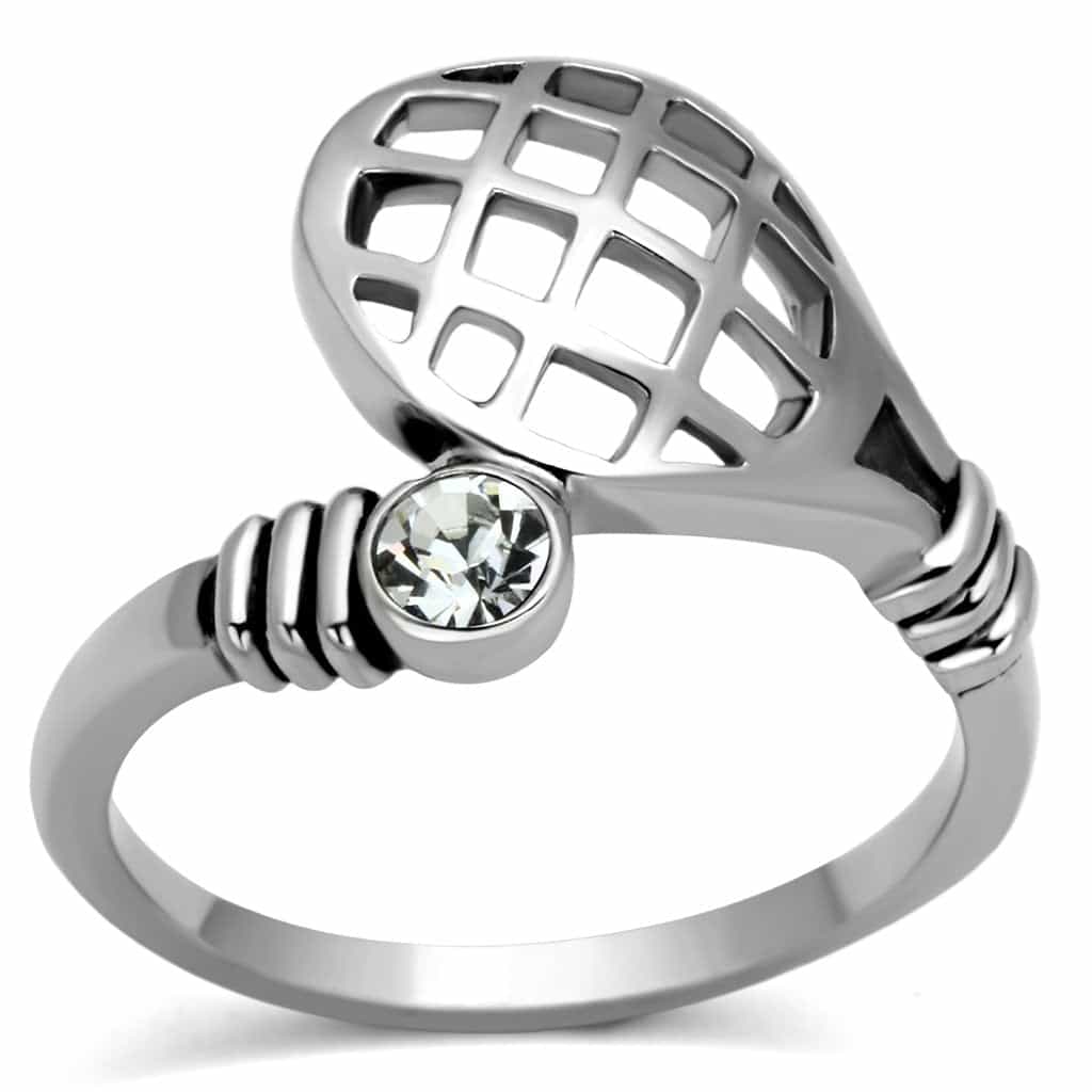 Stainless Steel CZ Grid Band Ring | The Stainless Jewelry view 1