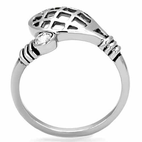 Stainless Steel CZ Grid Band Ring | The Stainless Jewelry view 3