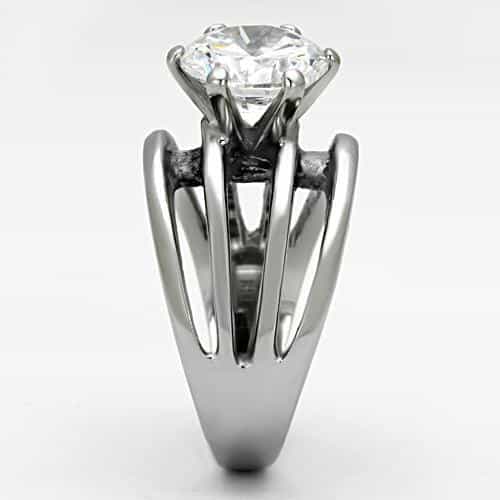 Stainless Steel CZ Round Split Shank | The Stainless Jewelry view 8