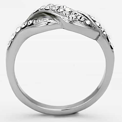 Stainless Steel CZ Pave Infinity Crossover Ring view 3