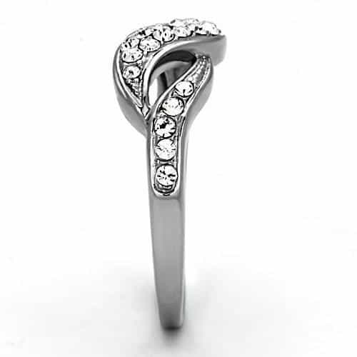 Stainless Steel CZ Pave Infinity Crossover Ring view 8