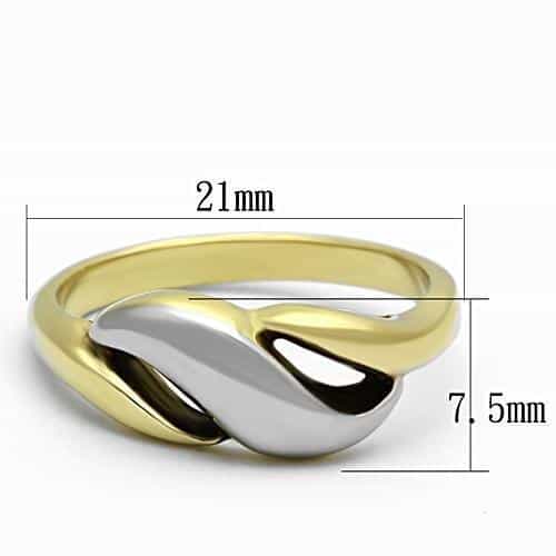 Stainless Steel Two Tone Gold Silver Polished Teardrop Ring view 6