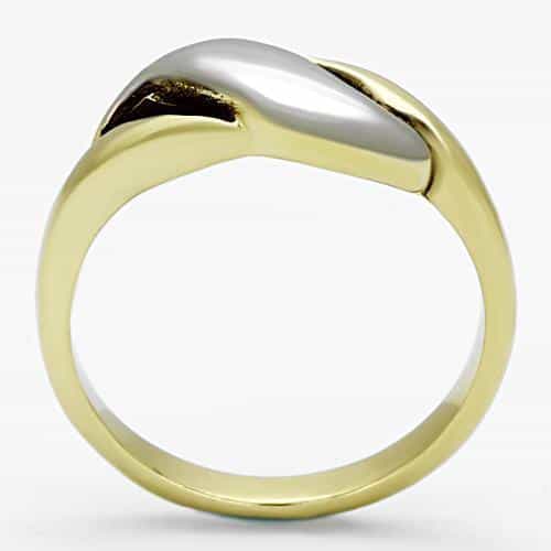 Stainless Steel Two Tone Gold Silver Polished Teardrop Ring view 7