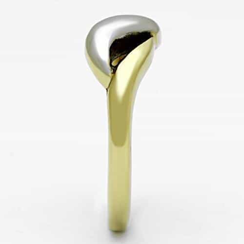 Stainless Steel Two Tone Gold Silver Polished Teardrop Ring view 8