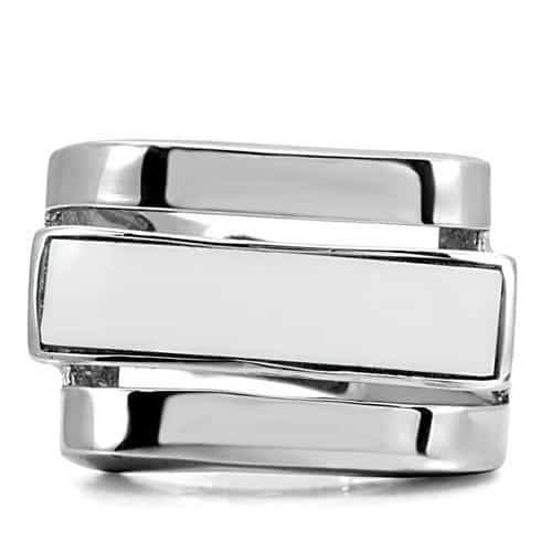 Stainless Steel Polished Wide Two Tier Band Ring view 8