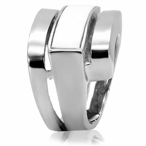 Stainless Steel Polished Wide Two Tier Band Ring view 10