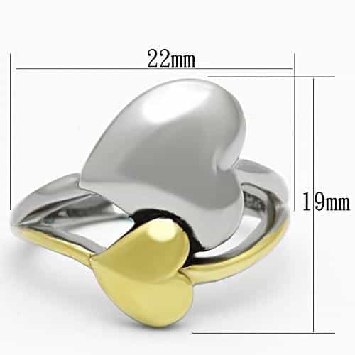 Stainless Steel Two Tone Gold Silver Polished Heart Ring view 2