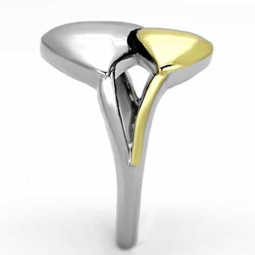 Stainless Steel Two Tone Gold Silver Polished Heart Ring view 9
