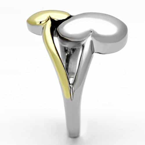 Stainless Steel Two Tone Gold Silver Polished Heart Ring view 10