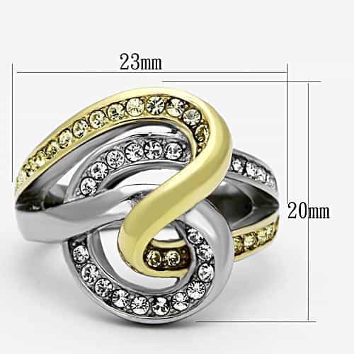 Stainless Steel Two Tone CZ Knot Swirl Ring view 8