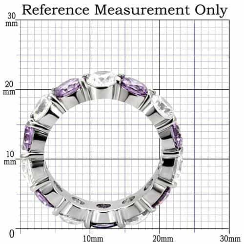 Stainless Steel Lavender CZ Alternating Eternity Band Ring view 7