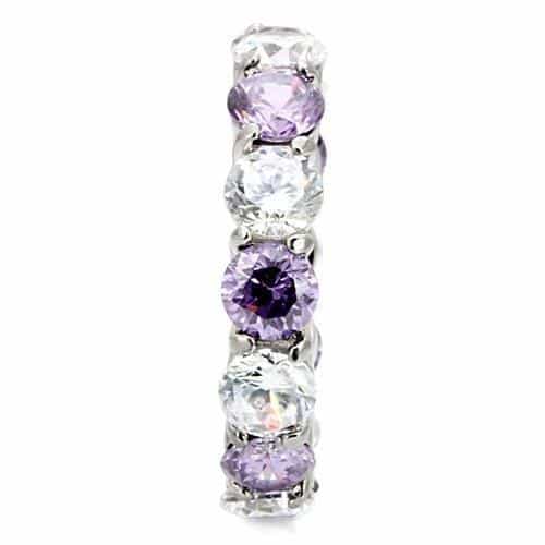 Stainless Steel Lavender CZ Alternating Eternity Band Ring view 10