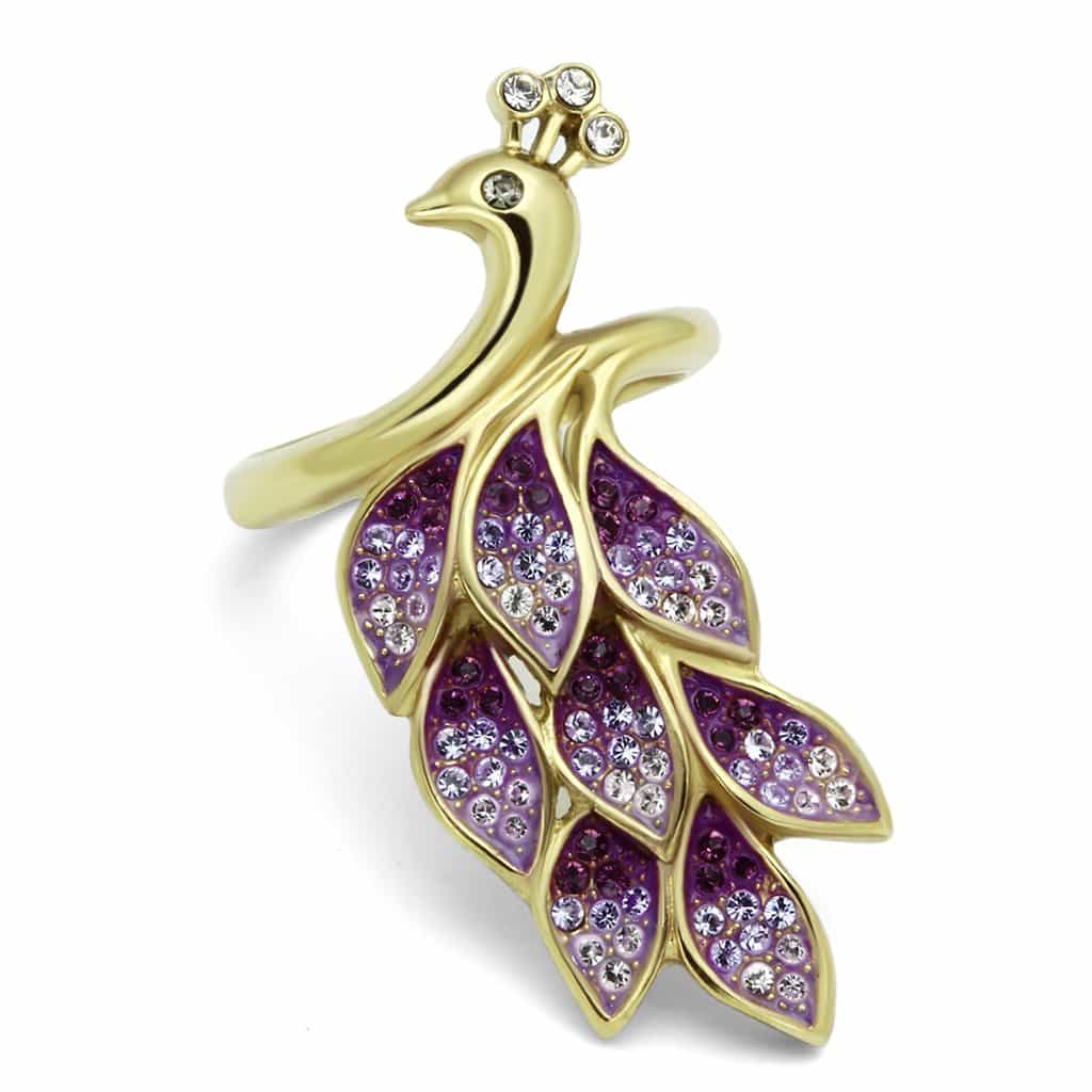 Stainless Steel Peacock Fan Ring | The Stainless Jewelry view 1