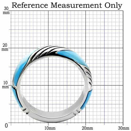 Stainless Steel Blue Enamel Stripe Spinner Band Ring view 2
