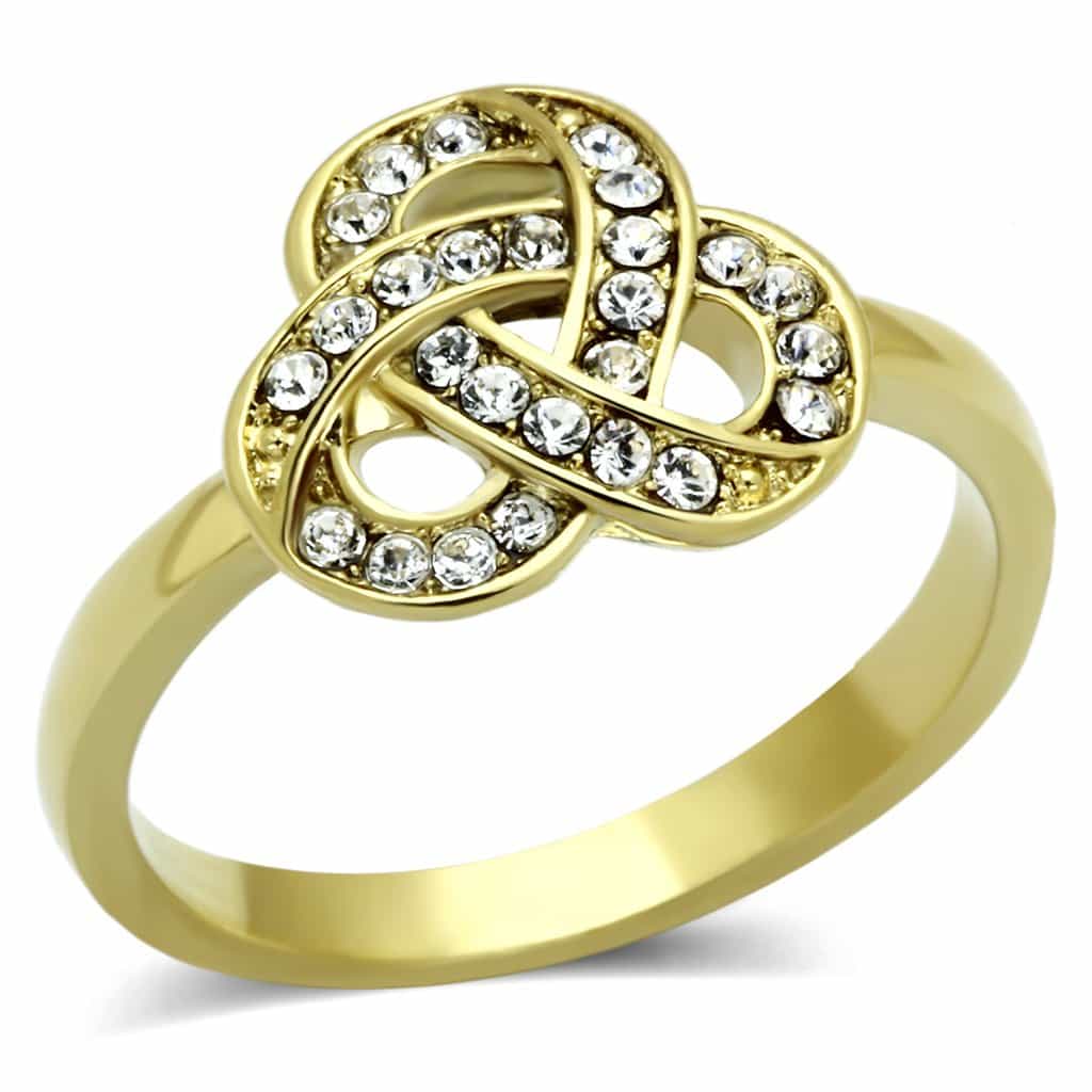 Stainless Steel Gold CZ Celtic Knot Ring | The Stainless Jewelry view 1