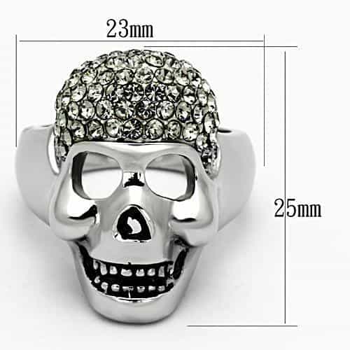 Stainless Steel Skull CZ Pave Statement Ring view 6