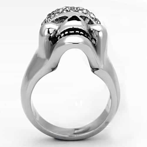 Stainless Steel Skull CZ Pave Statement Ring view 3