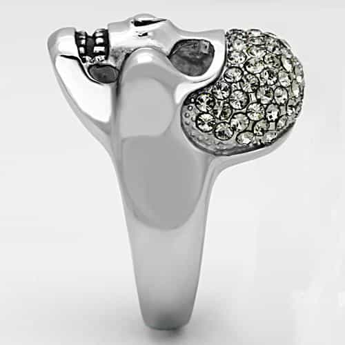 Stainless Steel Skull CZ Pave Statement Ring view 4