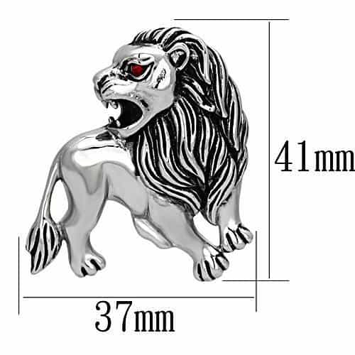 Stainless Steel Lion Pendant Red CZ Eye Pendant view 2