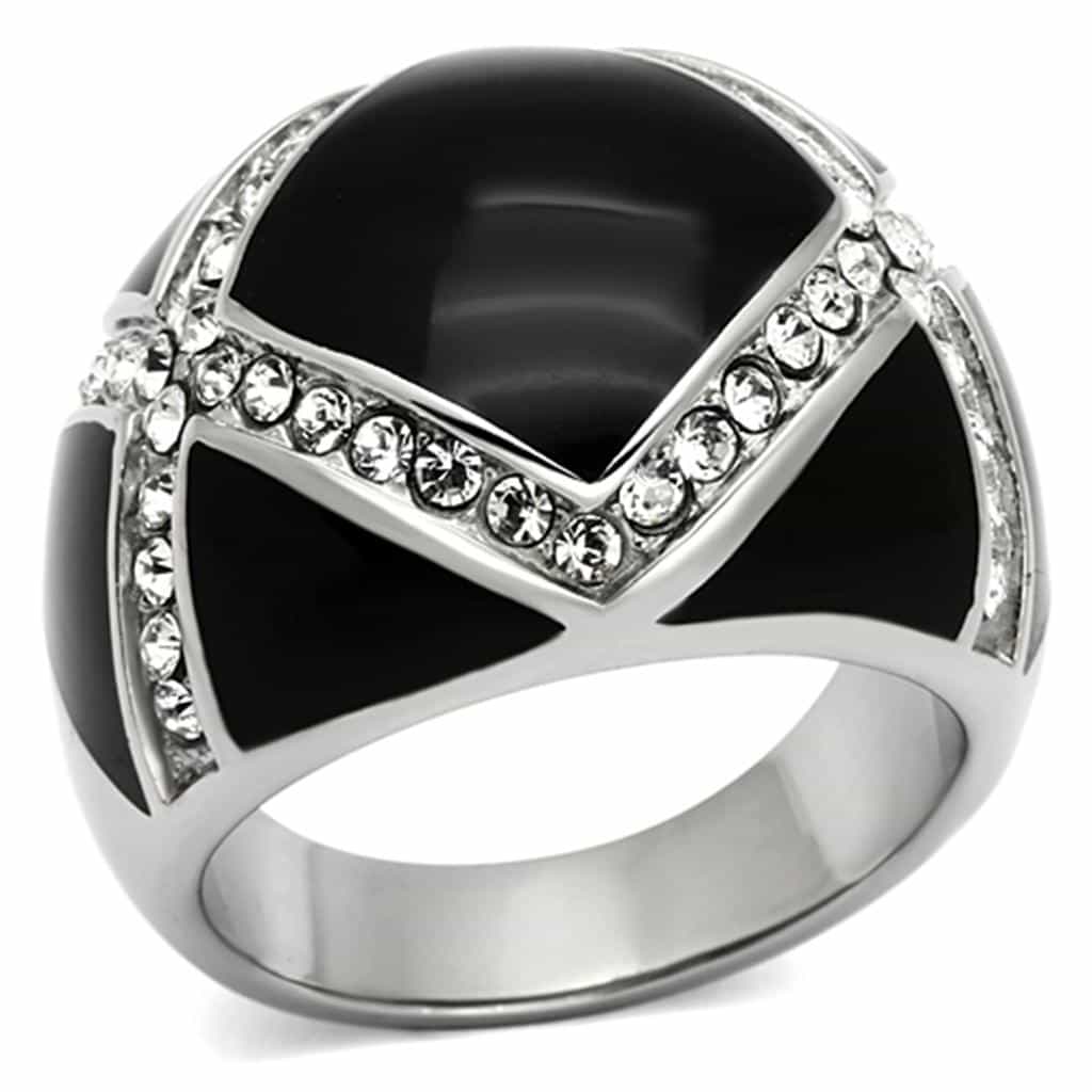 Stainless Steel Chevron Crossover Ring | The Stainless Jewelry view 1