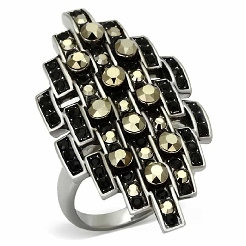 Stainless Steel Gold Studded Band Ring | The Stainless Jewelry view 1