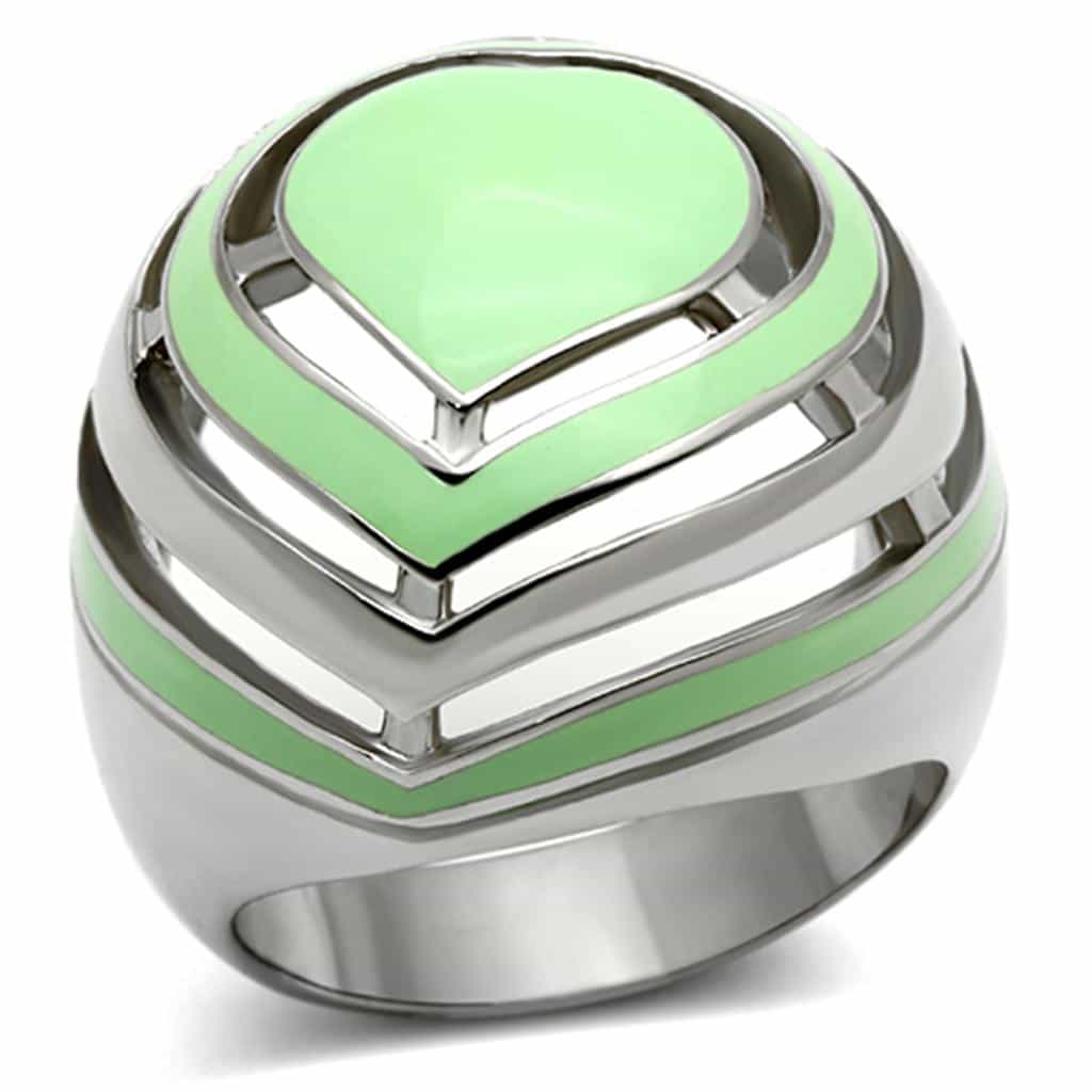 Stainless Steel Mint Green Enamel Geometric Dome Ring view 5