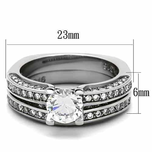 Stainless Steel Wide Channel Bridal Ring | The Stainless Jewelry view 2