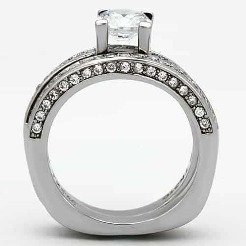 Stainless Steel Wide Channel Bridal Ring | The Stainless Jewelry view 7