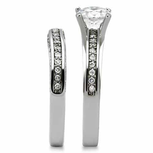 Stainless Steel Wide Channel Bridal Ring | The Stainless Jewelry view 8