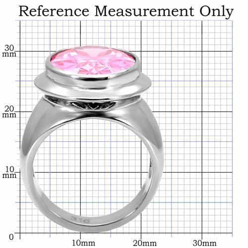 Stainless Steel Pink Oval CZ Bezel Wide Band Ring view 7