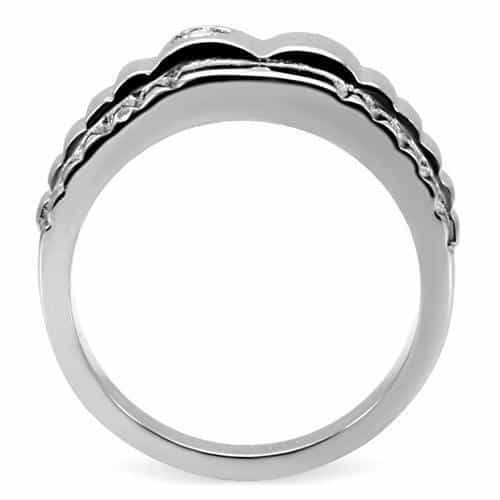 Stainless Steel CZ Cross Watch Link Mens Band Ring view 9